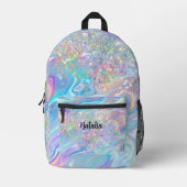 ホロモダングエレガントログリッターの青 プリントバックパック (正面)