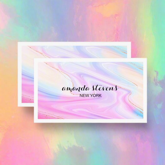 ホロモダングカラフルウォーター色ネオンスクリプト 名刺