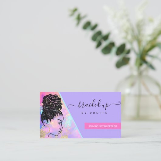 ホロモダングラフィックヘア編組スタイリスト 名刺 (スタンド正面)