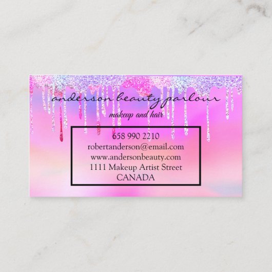 ホロモダングラフィック化粧のアーティストユニコーンレインボーb 名刺 (裏面)