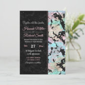 ホロモダングラフィック&ブラックグリッター大理石画像 招待状 (スタンド正面)