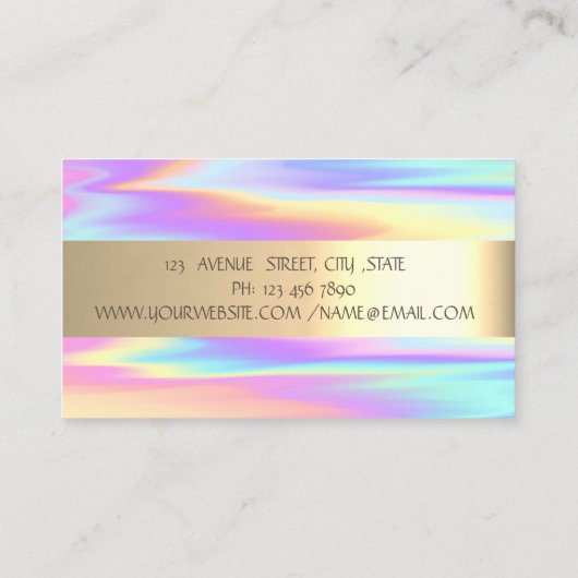 ホロラピストライプック金ゴールドロータスフラワーヨガインストラクター 名刺 (裏面)