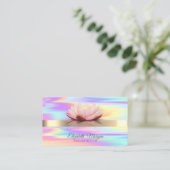 ホロラピストライプック金ゴールドロータスフラワーヨガインストラクター 名刺 (スタンド正面)