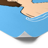 ホワおもしろいイ素晴らしトシャーク泳ぐ人 ポスター (角)