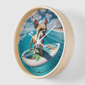 ホワお洒落イト&タンサーフィンブルフランスのドッグ 壁時計 (傾斜)