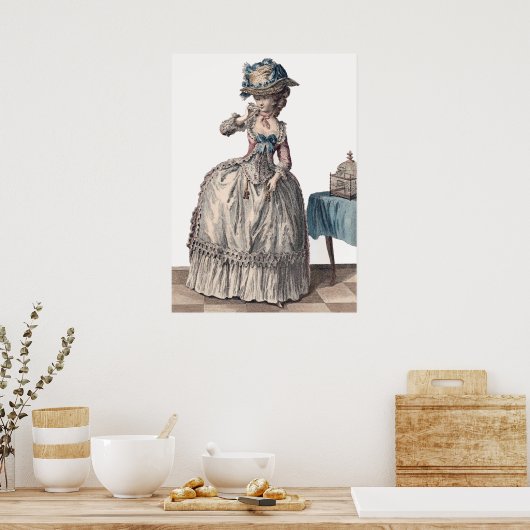 ホワかわいらしイトアンティークフランスのリージェンシーファッション ポスター (キッチン)