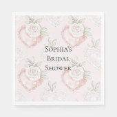 ホワかわいらしイトローゼレースハートピンクブライダルシャワー スタンダードランチョンナプキン (正面)