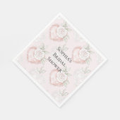 ホワかわいらしイトローゼレースハートピンクブライダルシャワー スタンダードランチョンナプキン (角)