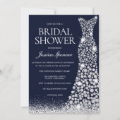 ホワきらめくイ結婚トドレスブライダルシャワー 招待状 (正面)