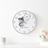 ホワイカスタムトグレーバニー子供部屋デコールウォールクロック ラージ壁時計 (ホーム)