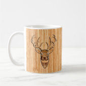ホワイスタイリッシュトテールディアヘッドウッドグレインプリント コーヒーマグカップ (左)