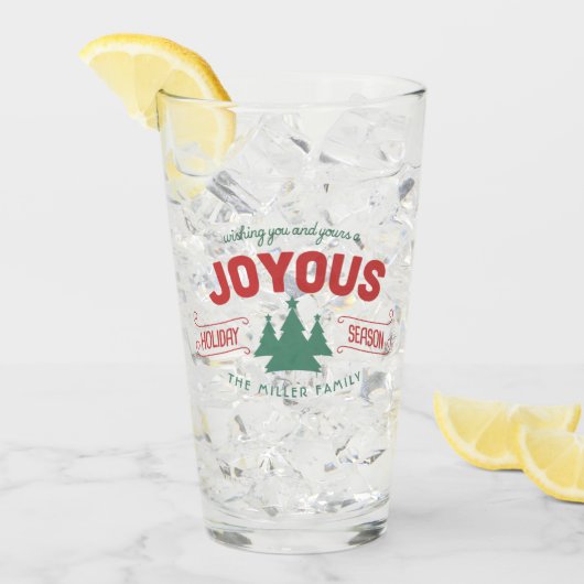 ホワイスホリデーシーズンFir Trees Red/Green ID580 タンブラーグラス (アイス正面)