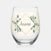 ホワイタルリリーとユーカリ ステムなしワイングラス (正面)