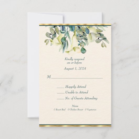 ホワイタルリリーとユーカリ 出欠カード (裏面)