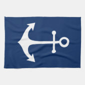 ホワイトいかりオンネイビーブルー キッチンタオル (横)