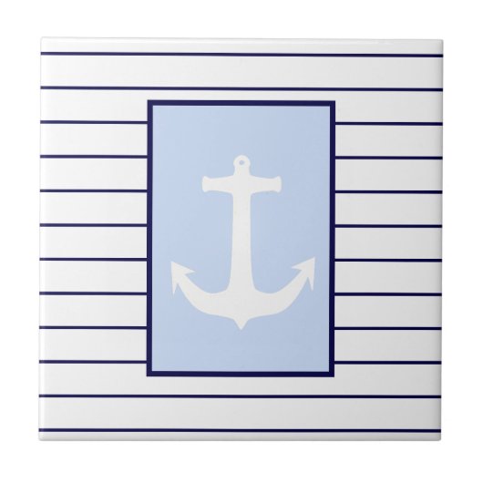 ホワイトいかりキャプテンブルーストライプ海 タイル (正面)