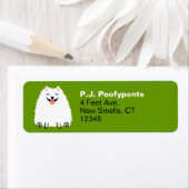 ホワイトおもしろいポメラニア犬マンガドッグ差出人住所 ラベル (インサイチュ)