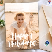 ホワイトおもしろい「ハッピーホリデー」クリスマスフォト シーズンカード