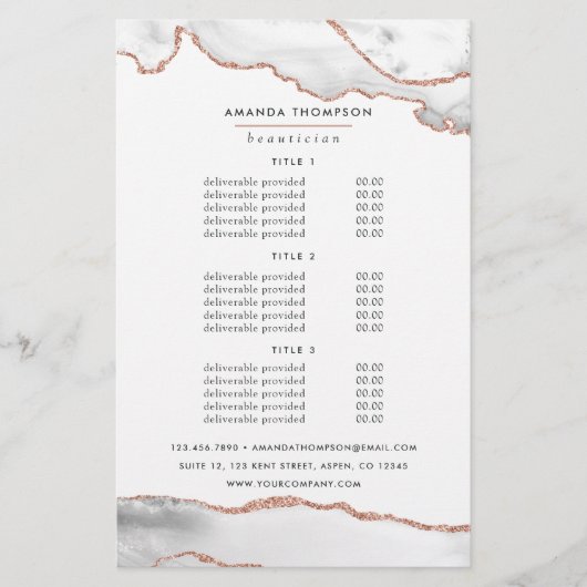 ホワイトおよびバラ金ゴールドアグリゲートの価格とサービス チラシ (正面)