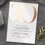 ホワイトおよびバラ金ゴールド |エアイシンプルー30歳の誕生日 箔招待状<br><div class="desc">モダンスタイル30歳の誕生日招待状で、金属箔に大きな見出し"30"を実在持つ。イベント詳細は、マットブラックフォントで下に印刷される。バラ金ゴールドは白い鮮明な背景にアクセントを付ける。(背景色はデザインツールを使って変更できる。金属箔のタイプを変更することもできます。</div>