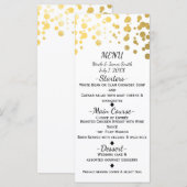 ホワイトおよびフェイク金ゴールド紙吹雪エレガントメニューカード メニュー (正面/裏面)