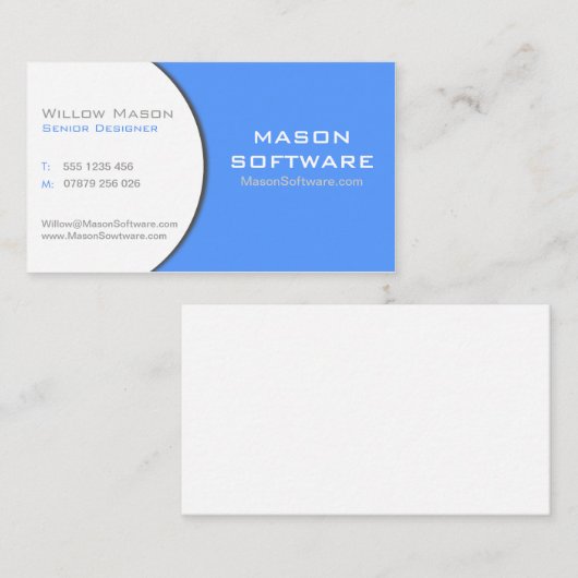 ホワイトおよびブルーの企業のテクノロジー・ビジネス・カード 名刺 (正面/裏面)