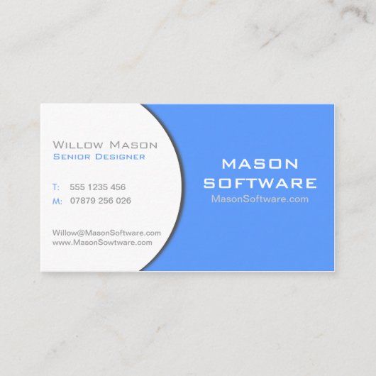 ホワイトおよびブルーの企業のテクノロジー・ビジネス・カード 名刺 (正面)