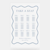 ホワイトおよびブルーの波型ア結婚クリルの座席表 アクリルサイン (正面)