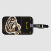 ホワイトおよび金ゴールドアコースティック ラゲッジタグ (正面横)