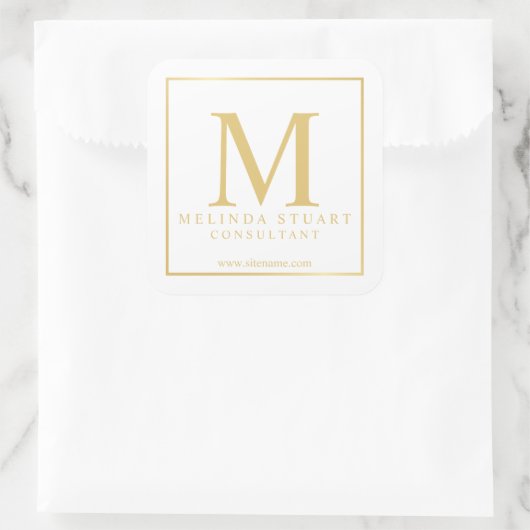 ホワイトおよび金ゴールドエレガントモノグラム事業 スクエアシール (バッグ)