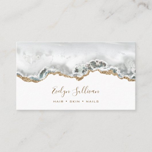 ホワイトおよび金ゴールドエージェントの名刺 名刺 (正面)