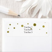 ホワイトおよび金ゴールドグリッターエレガントカード住所 シール (インサイチュ)