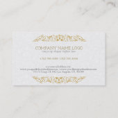 ホワイトおよび金ゴールドグリッターヴィンテージフローラ旋回 名刺 (裏面)