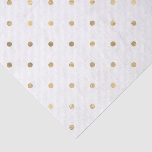 ホワイトおよび金ゴールドグリッター水玉模様 薄葉紙 (詳細)