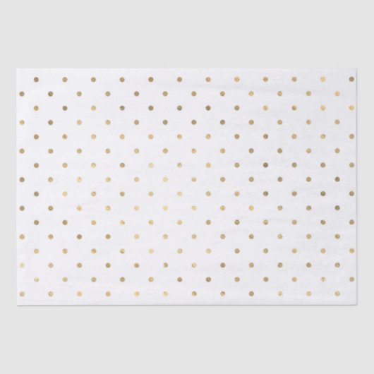 ホワイトおよび金ゴールドグリッター水玉模様 薄葉紙 (正面)
