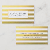 ホワイトおよび金ゴールドストライプのカード 名刺 (正面/裏面)