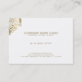ホワイトおよび金ゴールドフローラオーナメント 名刺 (裏面)