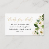 ホワイトおよび金ゴールドフローラベビーブックリクエストカード エンクロージャーカード (正面)