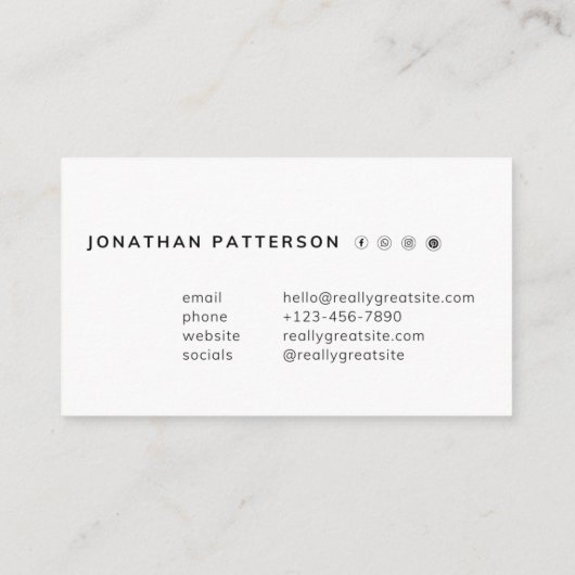 ホワイトおよび金ゴールドミニマリストの名刺 名刺 (裏面)