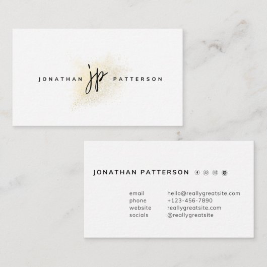 ホワイトおよび金ゴールドミニマリストの名刺 名刺 (正面/裏面)