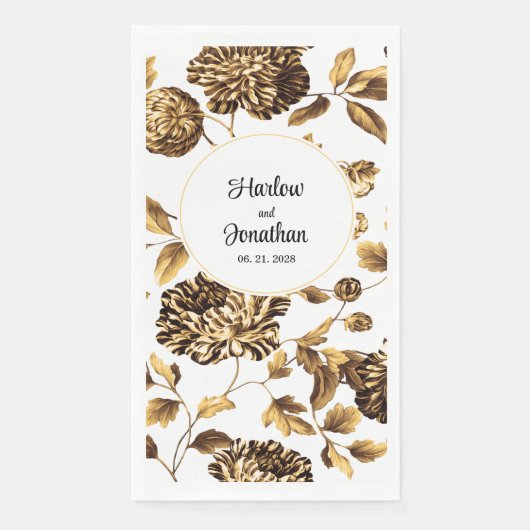 ホワイトおよび金ゴールドヴィンテージフローラ結婚つる植物 (正面)