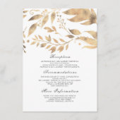 ホワイトおよび金ゴールド秋の結婚式情報ゲスト エンクロージャーカード (正面)