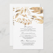 ホワイトおよび金ゴールド秋の結婚式情報ゲスト エンクロージャーカード (正面/裏面)