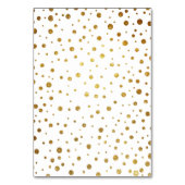 ホワイトおよび金ゴールド紙吹雪フォイル結婚のインサートカード テーブルナンバー (裏面)