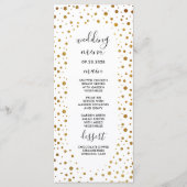 ホワイトおよび金ゴールド紙吹雪フォイル結婚のメニューカード メニュー (正面)