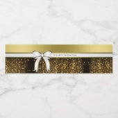 ホワイトおよび金ゴールド結婚リボンの水ボトルラベル ペットボトルラベル (シングルラベル)