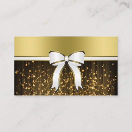 ホワイトおよび金ゴールド結婚リボンのWebサイトエンクロージャ エンクロージャーカード (裏面)