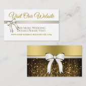 ホワイトおよび金ゴールド結婚リボンのWebサイトエンクロージャ エンクロージャーカード (正面/裏面)