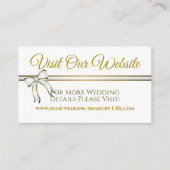 ホワイトおよび金ゴールド結婚リボンのWebサイトエンクロージャ エンクロージャーカード (正面)
