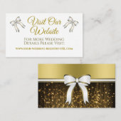 ホワイトおよび金ゴールド結婚リボンのWebサイトエンクロージャ エンクロージャーカード (正面/裏面)
